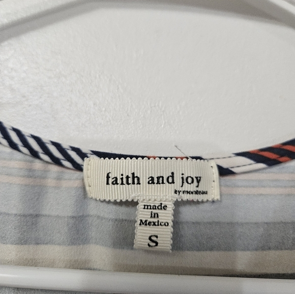 Faith&joy V Neck Wrap Style Striped Blouse! - Picture 2 of 5